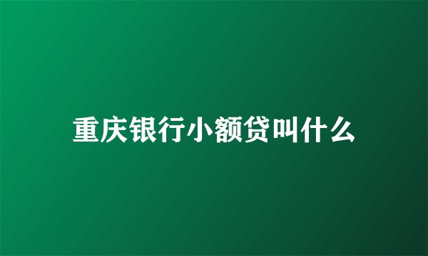 重庆银行小额贷叫什么