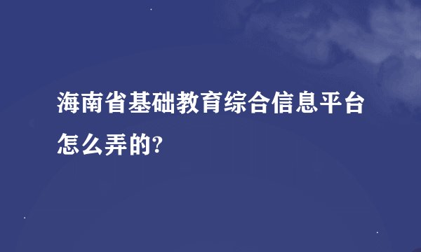 海南省基础教育综合信息平台怎么弄的?