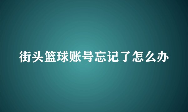 街头篮球账号忘记了怎么办