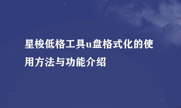 星梭低格工具u盘格式化的使用方法与功能介绍