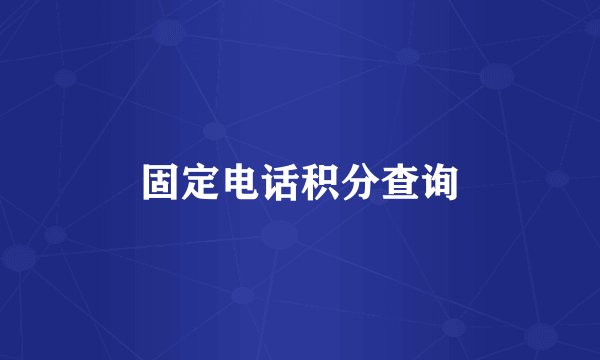 固定电话积分查询