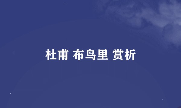 杜甫 布鸟里 赏析
