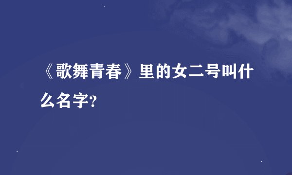《歌舞青春》里的女二号叫什么名字？