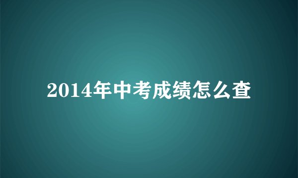 2014年中考成绩怎么查
