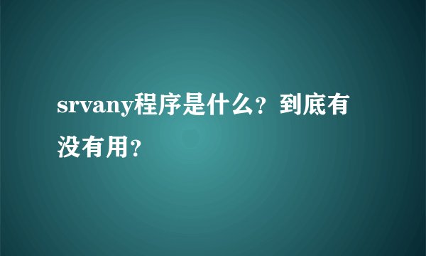 srvany程序是什么？到底有没有用？