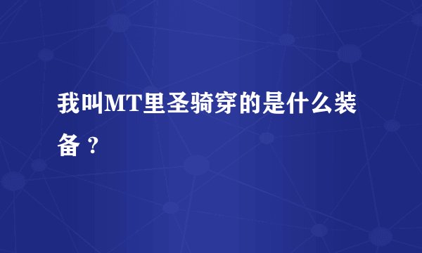我叫MT里圣骑穿的是什么装备 ?