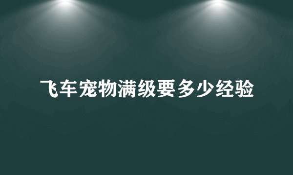 飞车宠物满级要多少经验