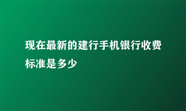 现在最新的建行手机银行收费标准是多少