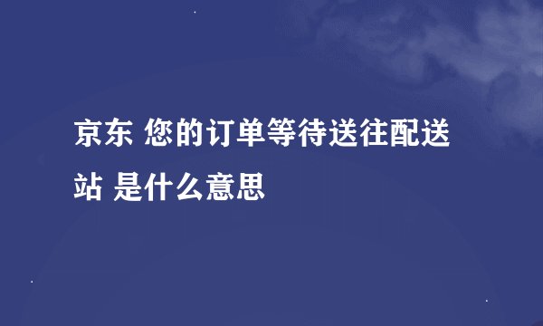 京东 您的订单等待送往配送站 是什么意思