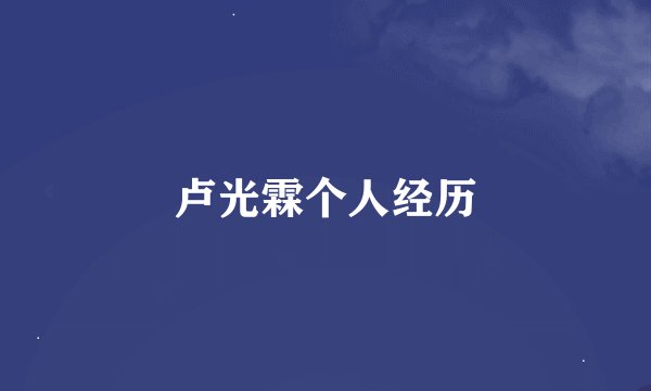 卢光霖个人经历