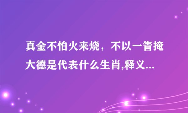 真金不怕火来烧，不以一眚掩大德是代表什么生肖,释义解释落实