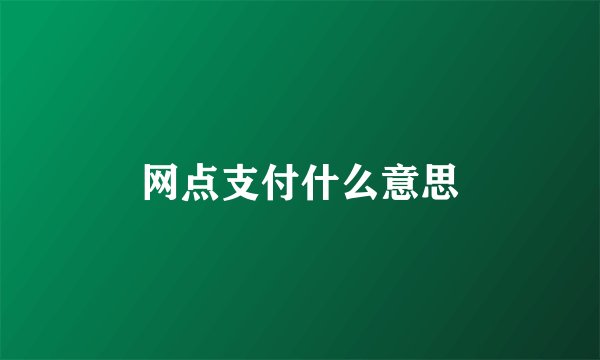 网点支付什么意思