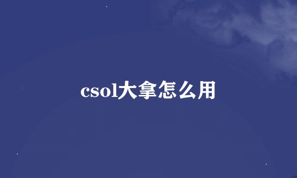csol大拿怎么用