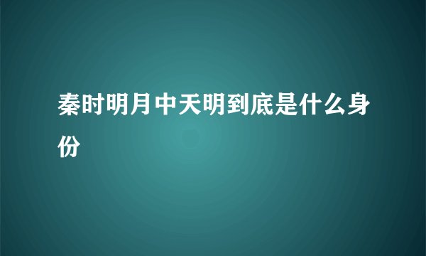 秦时明月中天明到底是什么身份