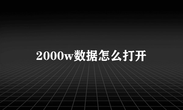2000w数据怎么打开