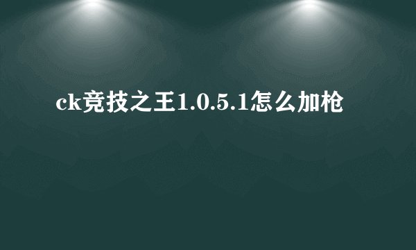 ck竞技之王1.0.5.1怎么加枪