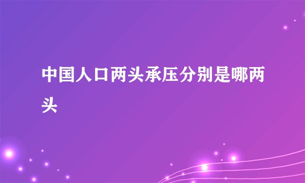 中国人口两头承压分别是哪两头