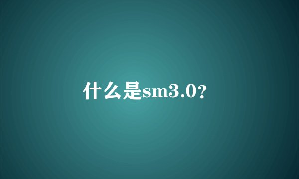 什么是sm3.0？