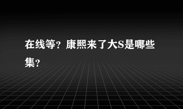 在线等？康熙来了大S是哪些集？
