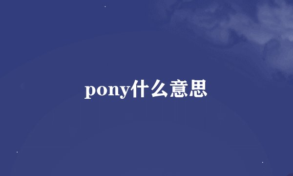 pony什么意思