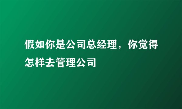 假如你是公司总经理,你觉得怎样去管理公司