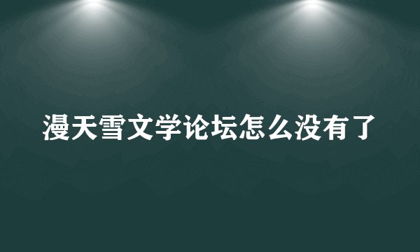 漫天雪文学论坛怎么没有了