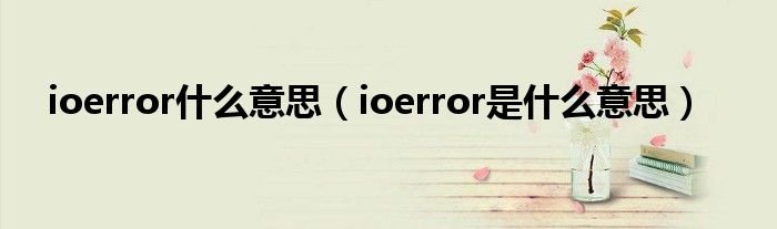 ioerror什么意思ioerror是什么意思