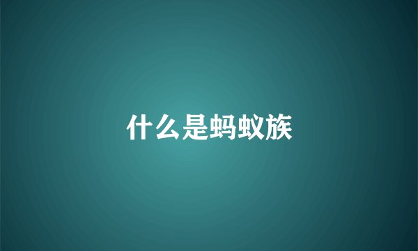 什么是蚂蚁族