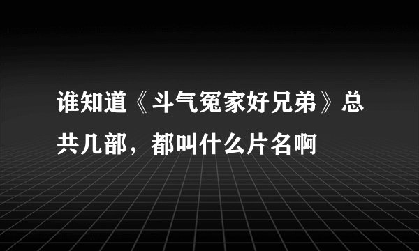 谁知道《斗气冤家好兄弟》总共几部，都叫什么片名啊