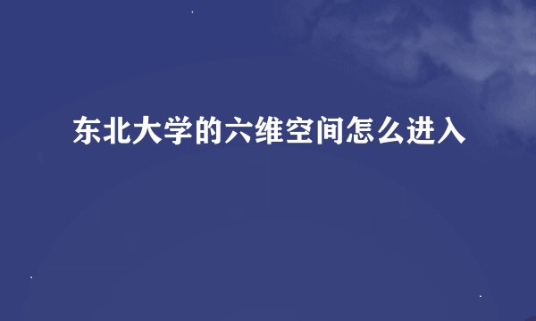 东北大学的六维空间怎么进入