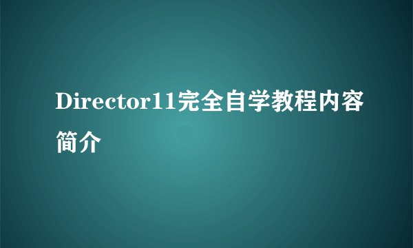 Director11完全自学教程内容简介