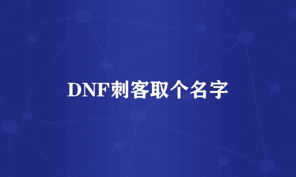 DNF刺客取个名字
