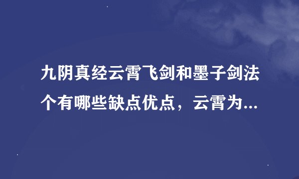 九阴真经云霄飞剑和墨子剑法个有哪些缺点优点，云霄为什么会比墨子便宜？