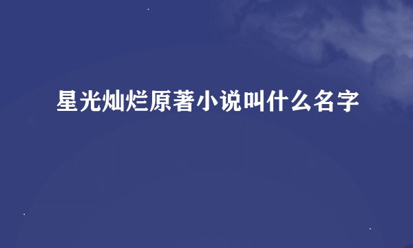 星光灿烂原著小说叫什么名字