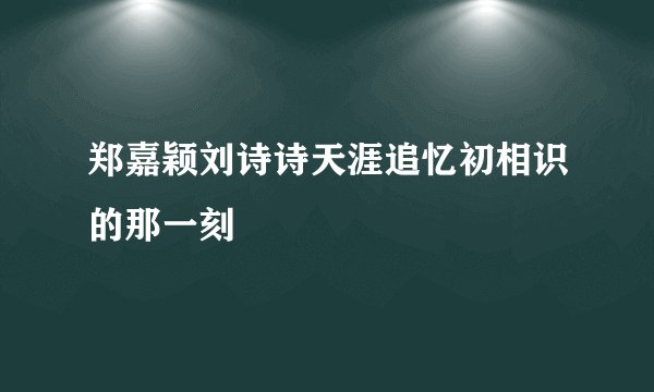 郑嘉颖刘诗诗天涯追忆初相识的那一刻