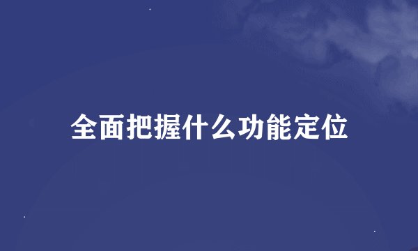 全面把握什么功能定位