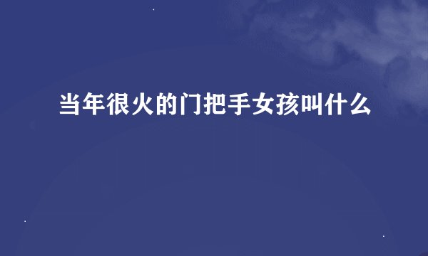 当年很火的门把手女孩叫什么
