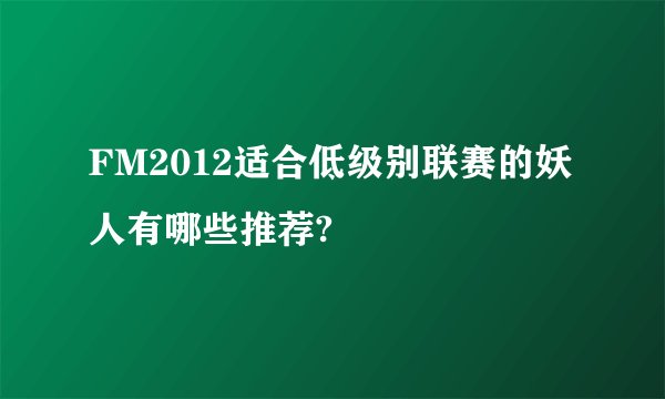 FM2012适合低级别联赛的妖人有哪些推荐?