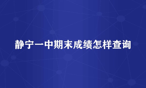静宁一中期末成绩怎样查询
