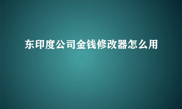 东印度公司金钱修改器怎么用
