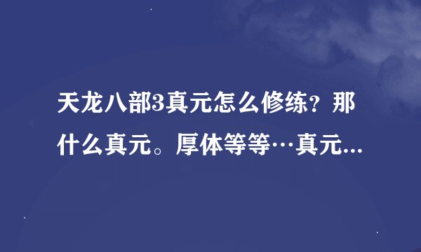 天龙八部3真元怎么修练？那什么真元。厚体等等…真元精粹怎么用？