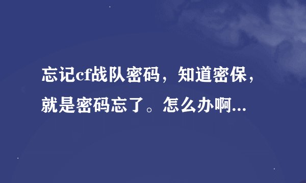 忘记cf战队密码,知道密保,就是密码忘了。怎么办啊!那个朋友帮帮我啊 !