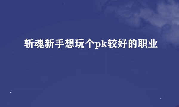 斩魂新手想玩个pk较好的职业