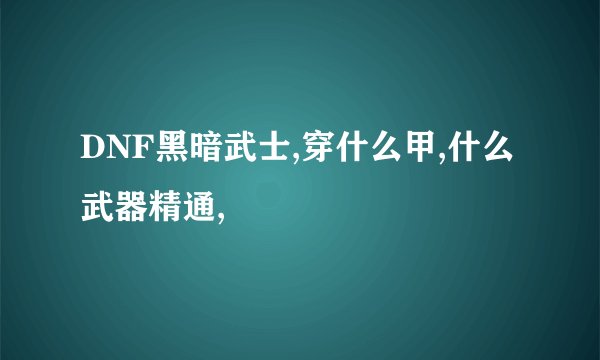 DNF黑暗武士,穿什么甲,什么武器精通,