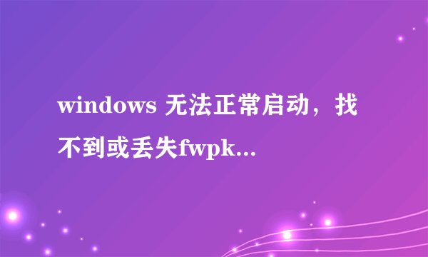 windows 无法正常启动，找不到或丢失fwpkclnt. sys文件 ，怎么办？