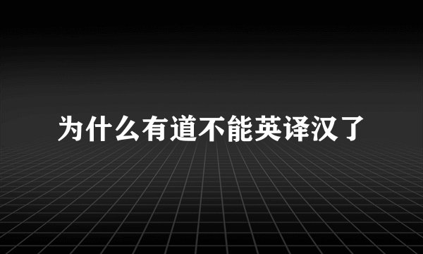 为什么有道不能英译汉了