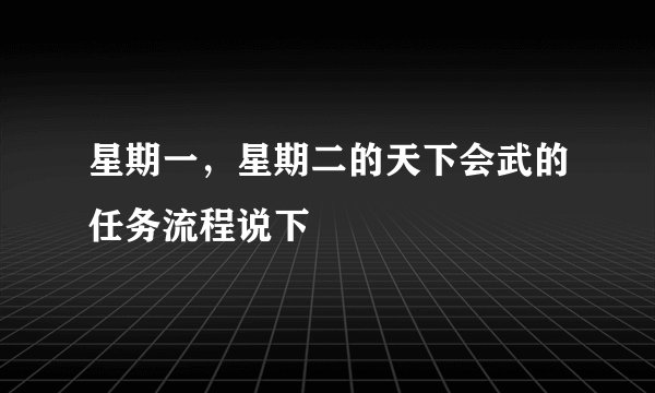 星期一,星期二的天下会武的任务流程说下