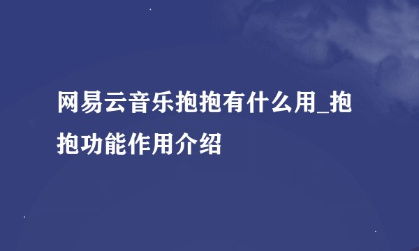 网易云音乐抱抱有什么用_抱抱功能作用介绍
