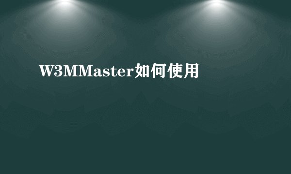 W3MMaster如何使用
