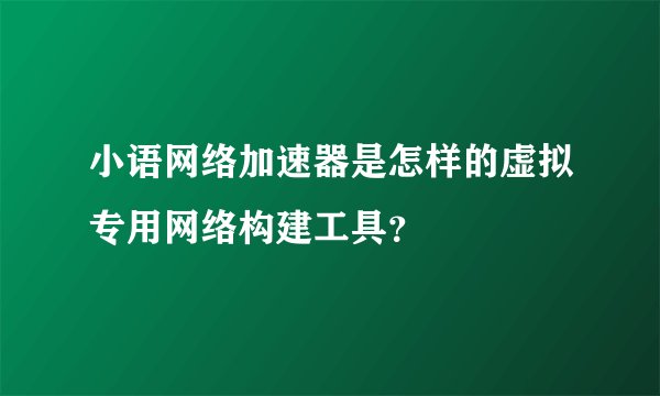小语网络加速器是怎样的虚拟专用网络构建工具?